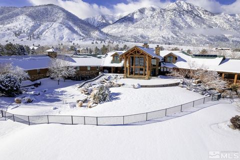 Arguably the finest water righted equestrian 44 acre property in the Carson Valley! Over 15,600 sq ft of superior construction & design, perfect location, & every conceivable amenity. Mountain and valley views! Large primary bedroom w/over-sized dual...