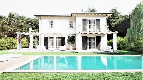 Recent gebouwde vrijstaande villa, met privétuin en de mogelijkheid om een zwembad te bouwen, in een woonwijk achter Forte dei Marmi, in een context verfraaid met weelderige tuinen en met uitzicht op de Apuaanse Alpen. De Villa, van circa 250 m2 op e...