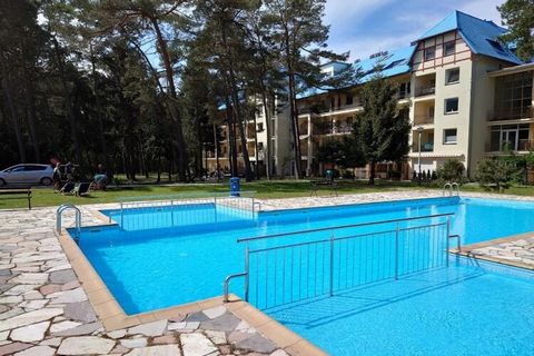 Perfect location, in a large apartment complex, with attractive infrastructure, 250 m from the sea, surrounded by a pine forest. Comfortable apartment on the second floor (there is an elevator). It consists of a living room combined with a kitchen, a...