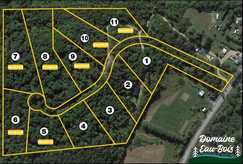 Domaine Eau-Bois kavel #5, 3 hectare bebost land in een rustige omgeving op 5 minuten van het meer van Memphremagog. De straat is momenteel in aanbouw om met de auto toegang tot het terrein mogelijk te maken. Zonering maakt kortetermijnverhuur van uw...