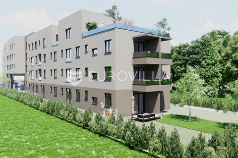 Zagreb, Trnava, two-room apartment on the ground floor in a new building with an elevator of 42 apartments and parking spaces in an excellent location. Apartment S1.15 is located on the first floor and consists of a living room with a kitchen and a d...