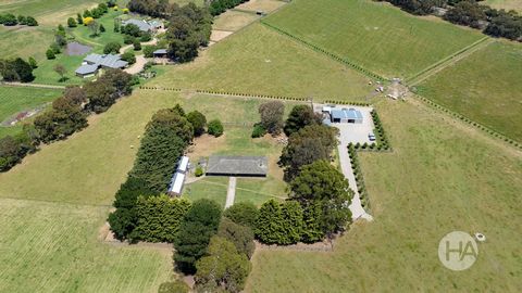 Superbly set up as a cattle stud with potential for horses or other animals, this 40 acre (approx.) farm right next to iconic Peninsula landmark Foxeys Hangout is a majestic rural retreat perfect for a life on the land. Featuring a substantial four-b...