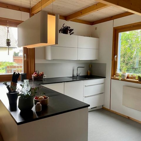 The House: This house is constructed and insulated entirely from natural materials. It offers a living space of approximately 140 square meters with real wood flooring, high ceilings, and abundant natural light in all rooms. Heating is provided by a ...