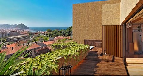 In San Sebastián, Spanish Basque Country. Exclusive concept, with breathtaking city and ocean views, we offer you this rare property with luxurious features: large terraces, 2 parking lots, jacuzzi, in a new residence with spa, gym, private wine cell...