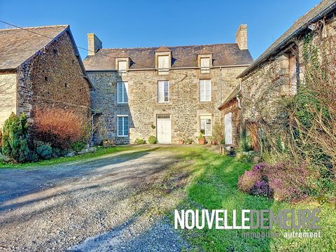 For lovers of beautiful stone, Nouvelle Demeure offers you this old farmhouse to renovate in the town of Roz Landrieux. This character property consists of a residential house of approximately 220m2 on 3 levels and adjoining the house a stone outbuil...