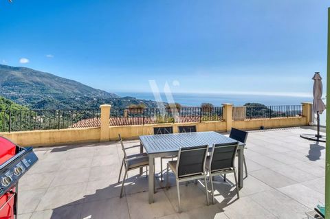 SAINTE AGNÈS, à 10 minutes du bord de mer, en position dominante, vue panoramique mer et collines, au calme, ensoleillement toute la journée, de construction récente, ravissante villa de 113 m2, terrasse, cave, buanderie, garage 112 m2 et jardin 284 ...