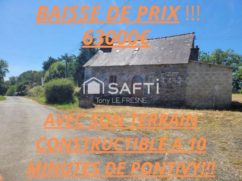 Bâtisse à rénover entièrement avec son terrain constructible à la campagne
