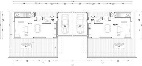 Maison type 4 jumelée par le garage avec un terrain de 600m² environ.