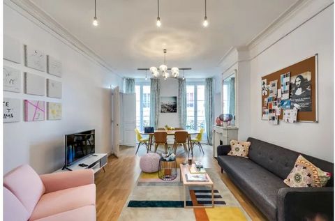 In the bustling Les Halles neighborhood, the cheerful apartment welcomes guests to Paris. Here in the 1st arrondissement, trees line the cobblestone streets, and sidewalk cafes invite you to sip cafe like a Parisian. World-famous shopping is down the...