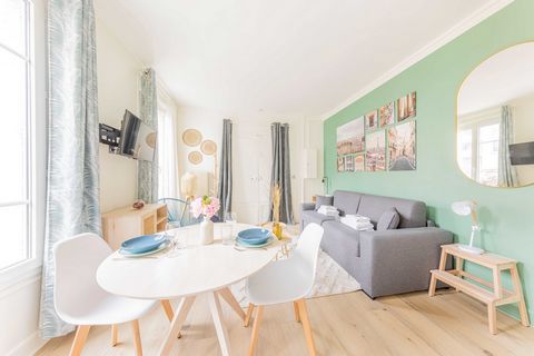 Charming studio of 22m2 is located on the ground floor. It is composed of : A living room with a sofa bed for two people, a dining area and TV A fully equipped kitchen : refrigerator, induction cooker, microwave, kettle, coffee machine, toaster, dish...