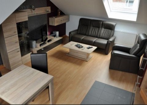 Very nice fully furnished attic 2-room apartment in a quiet house. The modern fitted kitchen is already equipped with all utensils and appliances of daily use. In the living - and dining area are among other things already a dining table with chairs,...