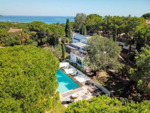 Modern villa of approximately 210 m2 enjoys a privileged location, a few steps from the beaches and the famous Club 55, in a quiet and residential place, sheltered from view, with a lovely open view of a lush natural environment. Spread over two leve...