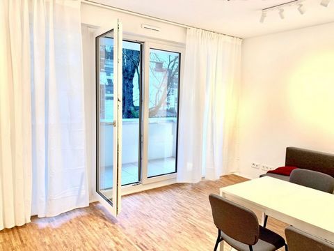 Completely new 2 room furnished apartment in a quiet street in the district of Rödelheim. The apartment consists of a bedroom with access to the balcony, living/dining area with open kitchen, entrance area and a bathroom. The apartment also includes ...