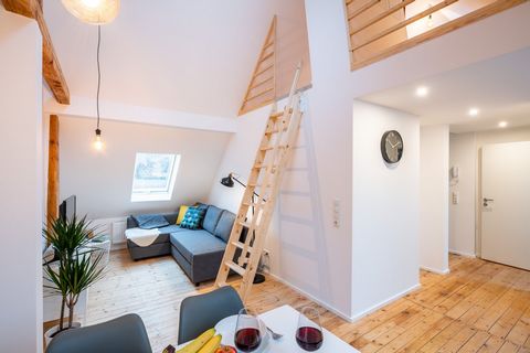 The 55m2 apartment is equipped with a 1.60m bed, a 1.40m bed and a sofa bed. You will also find a Smart TV & fast WiFi. You can park for free, and check yourself in at any time. This newly renovated loft is characterized by very high ceilings and ope...