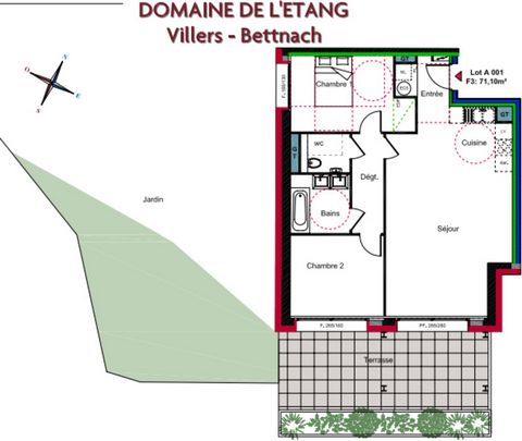 Dpt Moselle (57), à vendre SAINT HUBERT appartement T3 de 71,1 m² - Terrain de 130m²