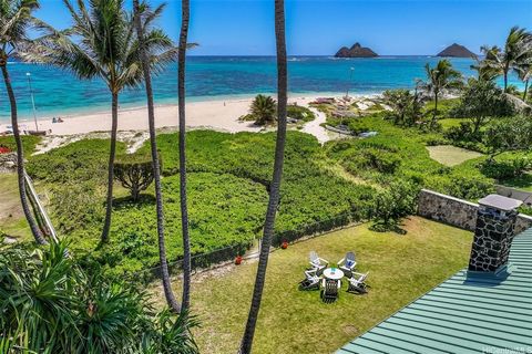 Experience classic island living in this Kamaaina Lanikai beach home reminiscent of days gone by. This coveted beachfront location on the wide sandy part of the beach has been in the same family for over 50 years. Designed by Darrell 