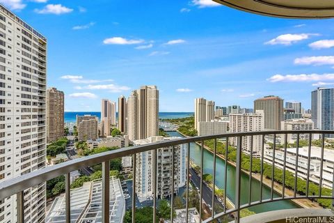Experience breathtaking vistas from this 26th floor 2-bedroom, 2-bathroom condominium at 1717 Ala Wai. This unit features an upgraded kitchen with modern cabinets and granite countertops, offering stunning views from every bedroom and the lanai. Resi...