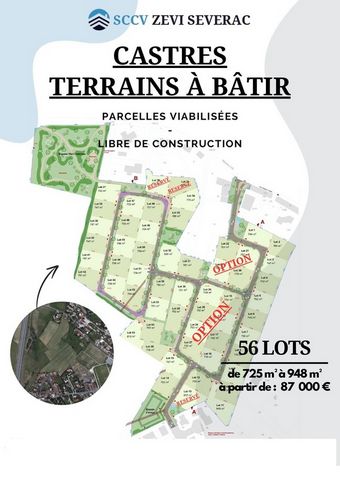 Nouveau à Castres : Réalisez votre projet de construction sur un terrain spacieux, de 725m² à 948m², au cur du quartier du Rey. Proche de toutes les commodités (écoles, commerces...), ce lotissement vous offre la possibilité de construire la maison d...