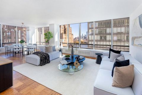 Experience unparalleled city living in this expansive, sun-filled, two-bedroom, two-bath residence at 860 United Nations Plaza, known for its white-glove amenities and services. A gracious gallery welcomes you, opening into a grand living/dining room...