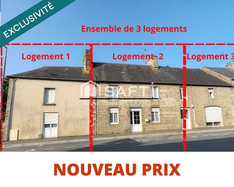 Maison 3 logements (T3,T5,T3)+garages+jardins