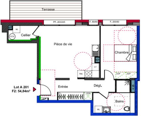 Dpt Moselle (57), à vendre SAINT HUBERT appartement T2 de 54,84 m² -