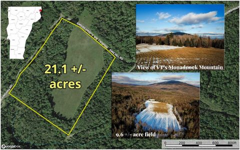 Located in a quiet country setting, this 21.1 +/- acre property offers excellent potential for a future homesite with gorgeous mountain views in Vermont’s Northeast Kingdom town of Lemington! With a mostly level topography, the property features a 9....
