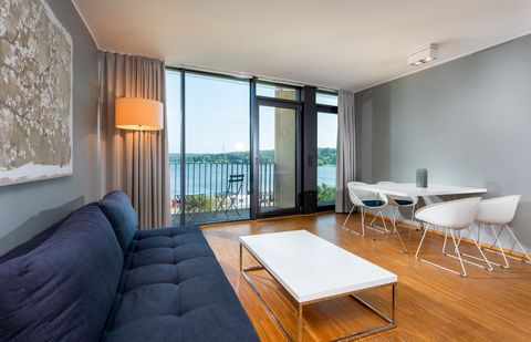 A wonderful stay: In our Apartments you can relax on your private balcony overlooking the green nature and the Tiefer See. Facing the lake on the first, second or third floor of the Waveboard, these modern suites welcome you with many amenities in ad...
