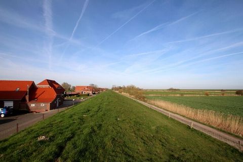 Holiday directly behind the North Sea dike! The spacious holiday home with 4 apartments is in a wonderfully quiet location, directly on the dike between the popular holiday resorts of Neßmersiel and Dornumersiel. The house has a large plot of land th...