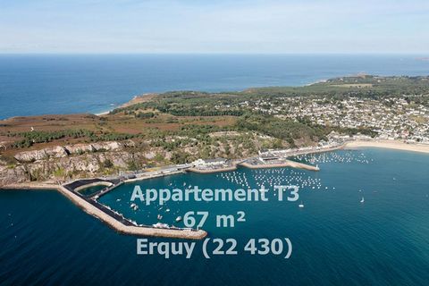 Côtes d'Armor, Erquy (22430), proche des commodités à pied, à 1 km de la mer, au calme, Appartement T3, 67 m², 2 chambres, 1 jardin. RE2020 Il se compose d'une entrée, une pièce de vie donnant sur un jardin aménagé et clôturé, 2 chambres 1 sdb, 1 wc....