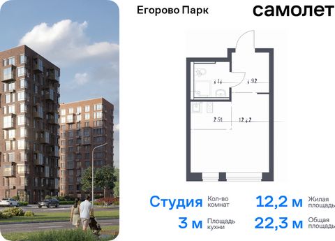 Продается квартира-студия. Квартира расположена на 10 этаже 12 этажного монолитного дома (Корпус 3.1, Секция 5) в ЖК «Егорово Парк» от группы «Самолет». ЖК «Егорово Парк» — подмосковный жилой комплекс комфорт-класса на юго-востоке Подмосковья в 20 ми...