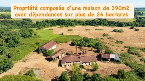 Magnifique corps de ferme de 390m² sur un terrain de plus de 26 hectares avec nombreuses dépendances.