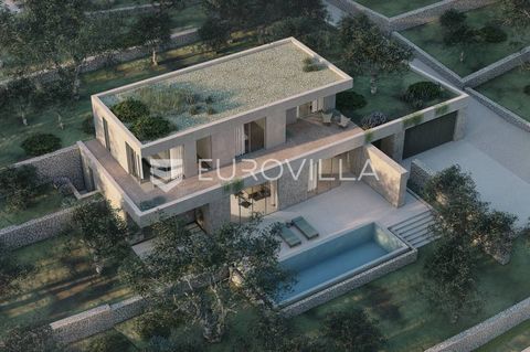 Jelsa, Vrisnik, building plot 3393.60 m2 with conceptual design for three very attractive residential buildings, villa with associated swimming pools. Villa 1 with a total net area of 291.90 m2 on a plot of 1081.50 m2. Villa 2 with a total net area o...