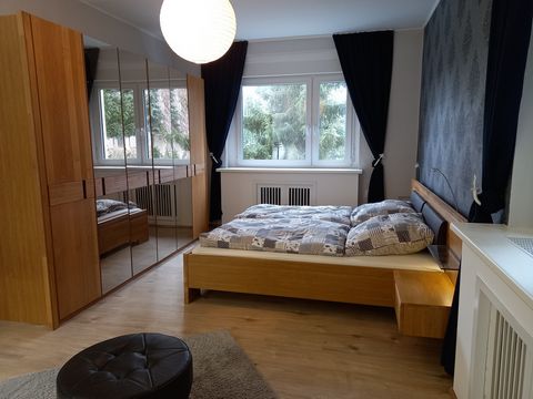 We rent a spacious first floor apartment in a tranquil apartment building for short-term rent. The house is located in a quiet residential area in Leipzig Wiederitzsch. The apartment was renovated in 2022 and is fully furnished. Free WLAN is availabl...