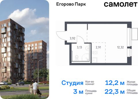 Продается квартира-студия. Квартира расположена на 9 этаже 12 этажного монолитного дома (Корпус 3.2, Секция 6) в ЖК «Егорово Парк» от группы «Самолет». ЖК «Егорово Парк» — подмосковный жилой комплекс комфорт-класса на юго-востоке Подмосковья в 20 мин...