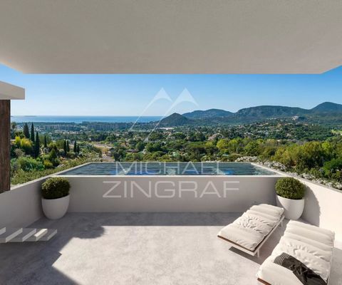 Outstanding new development in the hills above Mandelieu, comprising 6 villas/apartments with private rooftop pools and uninterrupted views of the hills and/or sea. Each of these intimate new homes, with car port and its own lift, has 3 levels with h...