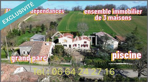 Exclusivité Eric Marfaing Safti Immobilier : Ensemble immobilier sans travaux avec gîtes et grand terrain, idéalement situé à Castelnau-sur-l'Auvignon, à moins de 8 km de Condom ! Découvrez cette propriété rare offrant un cadre de vie privilégié dans...