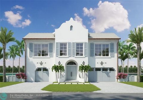 New Bermuda Colonial- Inspired deepwater estate sited on 70 +/- feet of waterfrontage on a quiet lane of only 16 waterfront residences off South Ocean Blvd with private keyed beach/parking access by the creative team of Ocean Home Builders and Archit...