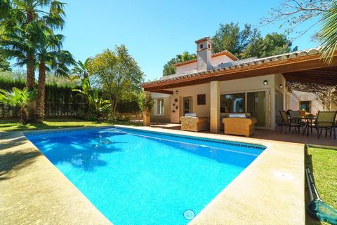 Large and comfortable villa with private pool in Javea, Costa Blanca, Spain for 8 persons. The house is situated in a residential beach area, at 1 km from El Arenal, Javea beach and at 1 km from Mediterraneo, Javea. The villa has 4 bedrooms and 3 bat...