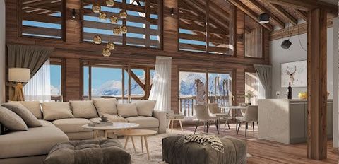 On the heights of Manigod, small chalet type condominium composed of 5 apartments from 87 sqm to 145 sqm located 1.3 km from the slopes of La Croix-Fry and La Clusaz. South/South-West facing exposure with a breathtaking 180o view of Les Aravis, L'Eta...