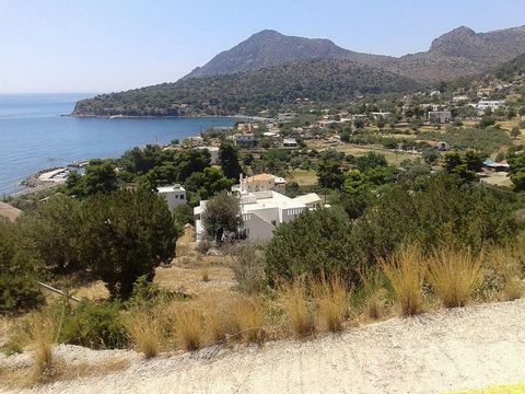 Aegina - Pour la vente d’une parcelle de terrain, située dans le village de Portes (13 km du port d’Égina), vue brillante et sans fin sur le golfe, 4.200 m2, à seulement 100 mètres de la mer, terrain d’angle, facilement accessible à partir de deux ro...