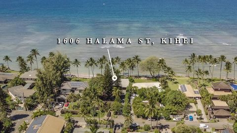 Rare occasion de posséder une ou deux maisons contiguës en bord de mer sur l’une des plages préférées du sud de Maui. Le regroupement des lots situés aux 1606 et 1598, rue Halama créerait un site immobilier de plus de 32 000 pieds carrés. La propriét...