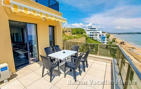 A luxurious apartment with two bedrooms directly on the beach in Obzor. The apartment is located complex on the seventh floor in a in a newly constructed closed complex on the first sea line. The complex is built from premium materials. The apartment...