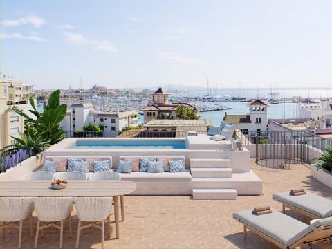 Newly built penthouse with private roof terrace in Palma These high-quality designer apartments are facing west and located in third line to the sea in Palma. The ground floor apartments will have one bedroom and a large terrace, first/second and thi...