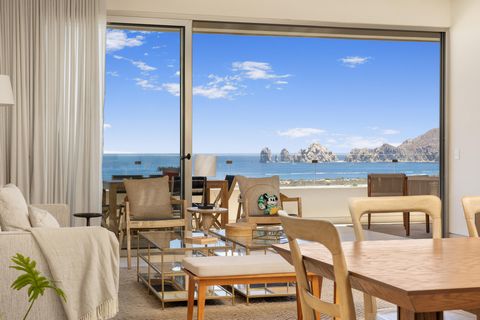 Experience breathtaking unobstructed ocean and Land's End views from this fully furnished 3 bed 3.5 bath residence in El Tezal. Just a short 2 3 minute walk to the new Soriana grocery store and Costco this condo offers exceptional convenience.Enjoy s...