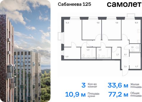 Продается 3-комн. квартира. Квартира расположена на 4 этаже 25 этажного монолитно-кирпичного дома (Корпус 1.1, Секция 1) в ЖК «Сабанеева 125» от группы «Самолет». В жилом комплексе «Сабанеева 125» вы ежедневно будете наслаждаться видами сопок. Холмис...