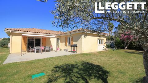 A20699CST11 - Situated in the popular village of Ginestas in a calm and scenic location this large villa of 150m2 offers an open plan luminous living area with cathedral ceiling ,wood burner and elegant fitted kitchen . Hallway leads to 3 double bedr...