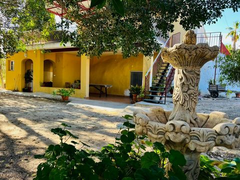 Finca with additional cave house and tennis court This special and versatile finca offers a house with an area of 135m2 and a cave house of 50m2 The house consists of a living room with fireplace a spacious veranda a kitchen 3 bedrooms and a bathroom...