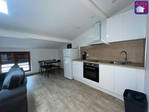 Au coeur du centre ville de Pamiers, nous vous proposons au troisième et dernier étage d'un petit immeuble un logement de deux pièces mansardé d'envrion 42 m² au sol entièrement meublé comprenant une entrée, une pièce de vie avec cuisine ouverte, une...