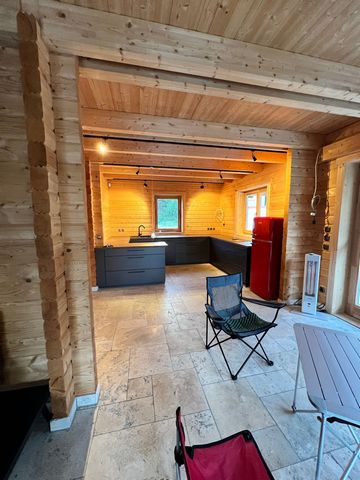 This newly built wooden home is furnished and is meant to rented as such on a monthly basis. The rent is EURO 3.000,-- per month (warm). As you can see from the photos, a very warm atmosphere is created through a combination of wood and the travertin...
