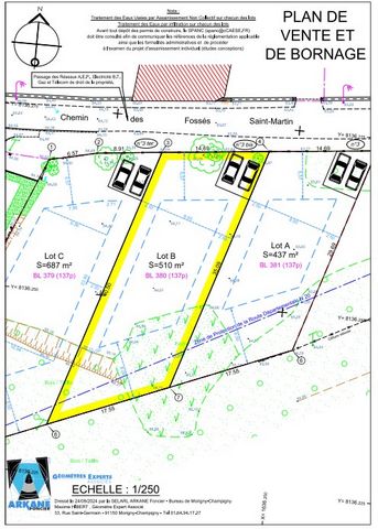 Terrain à bâtir à Etampes quartier Saint-Martin, à 50 minutes de Paris via la gare RER C Etampes Saint-Martin à 10 minutes à pied. 3.5.7 IMMO vous propose ce terrain afin de réaliser votre projet sur un terrain de 510 m2, disposant d'une façade de 14...